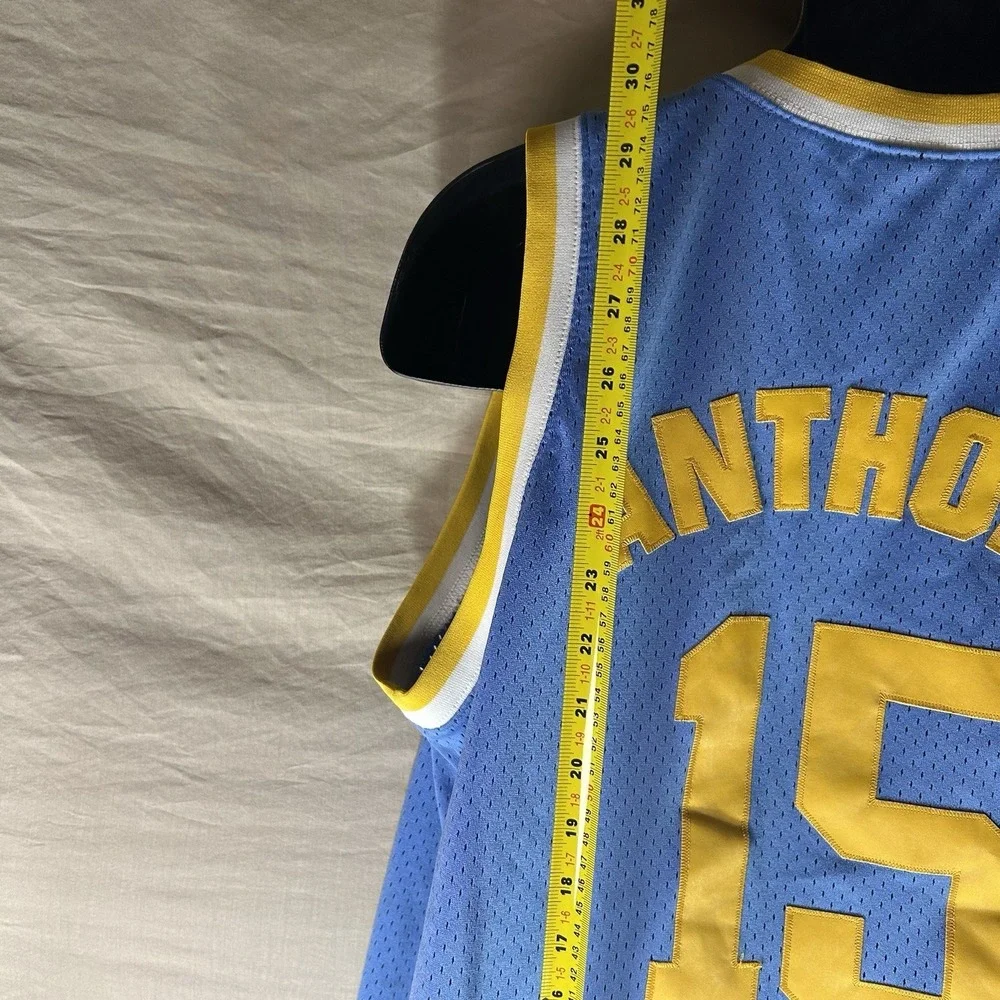 VTG Nike Carmelo Anthony Denver Nuggets Jersey XL +2 Sewn Blue #15 Blue Yellow